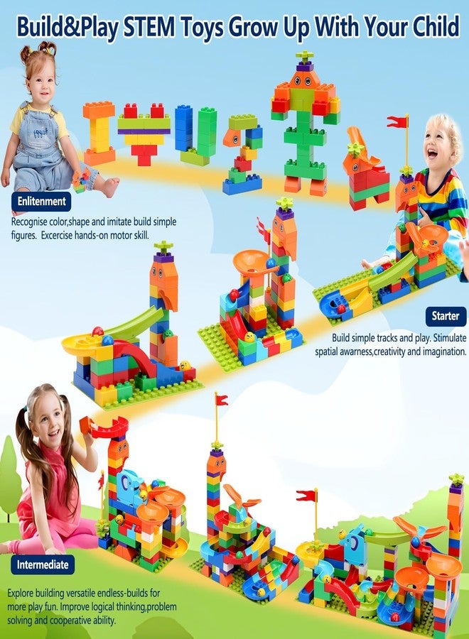 COUOMOXA Marble Run Building Blocks for Kids: STEM Educational Toys for 3 4 5 6 7 8 Years Old Kids - Catapult Track Set Compatible Classic Blocks Age 3-5 4-8 - Birthday Gifts Boys Girls - Image 3